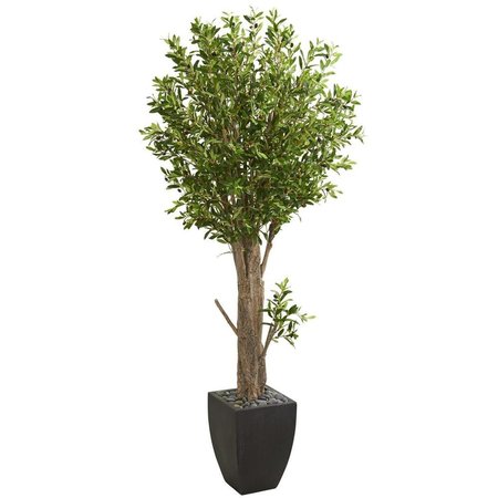 NEARLY NATURALS 6.5 ft. Olive Artificial Tree in Black Planter 5614